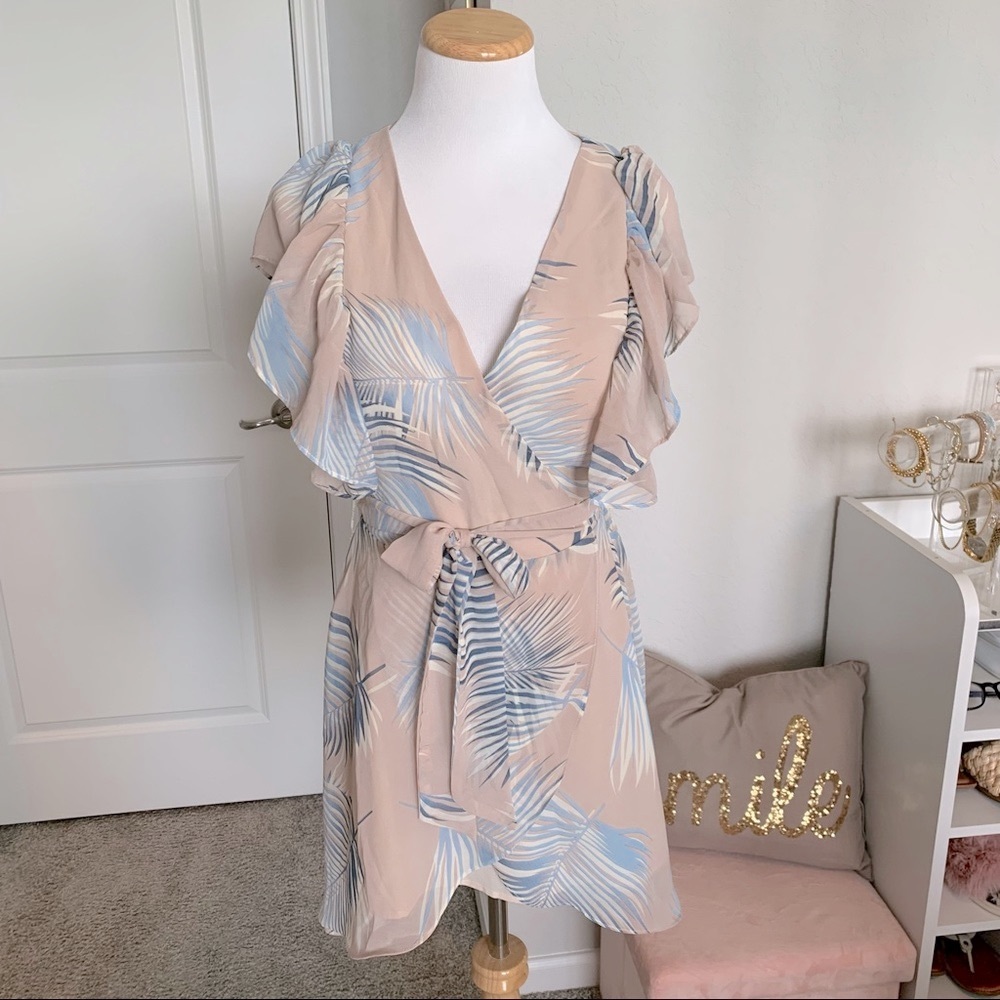 Vici Ruffle Palm Print Dress